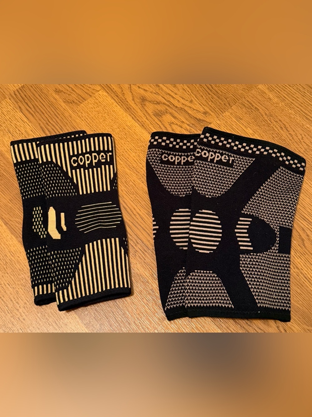 (2) different Pairs Set Copper Knee Braces Unisex ~ Size L ~ Compression